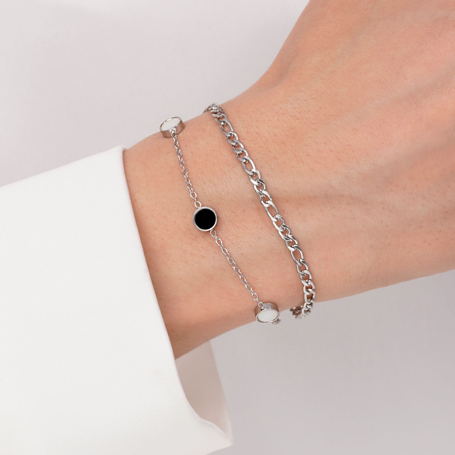 دستبند چند لاین استیل 304 نقره ای