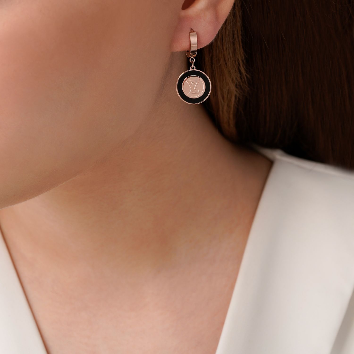 گوشواره استیل 304 های کوآلیتی لویی ویتون رزگلد