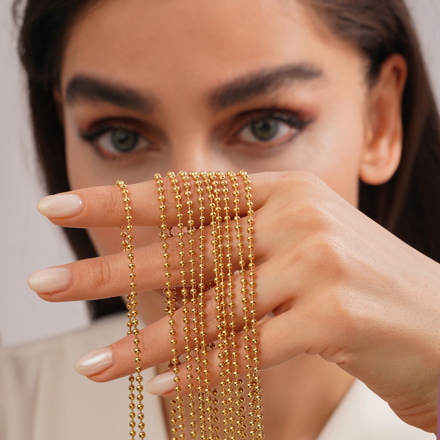 زنجیر توپی طلایی استیل 304 (بسته 10 عددی )