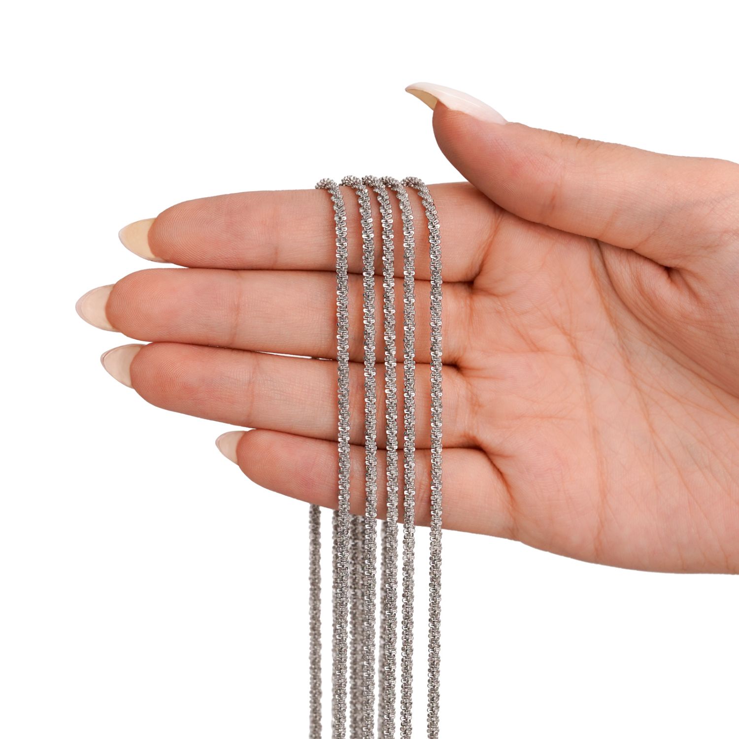 زنجیر استیل 304 خاویاری 2.4 میل سفید(بسته5عددی)