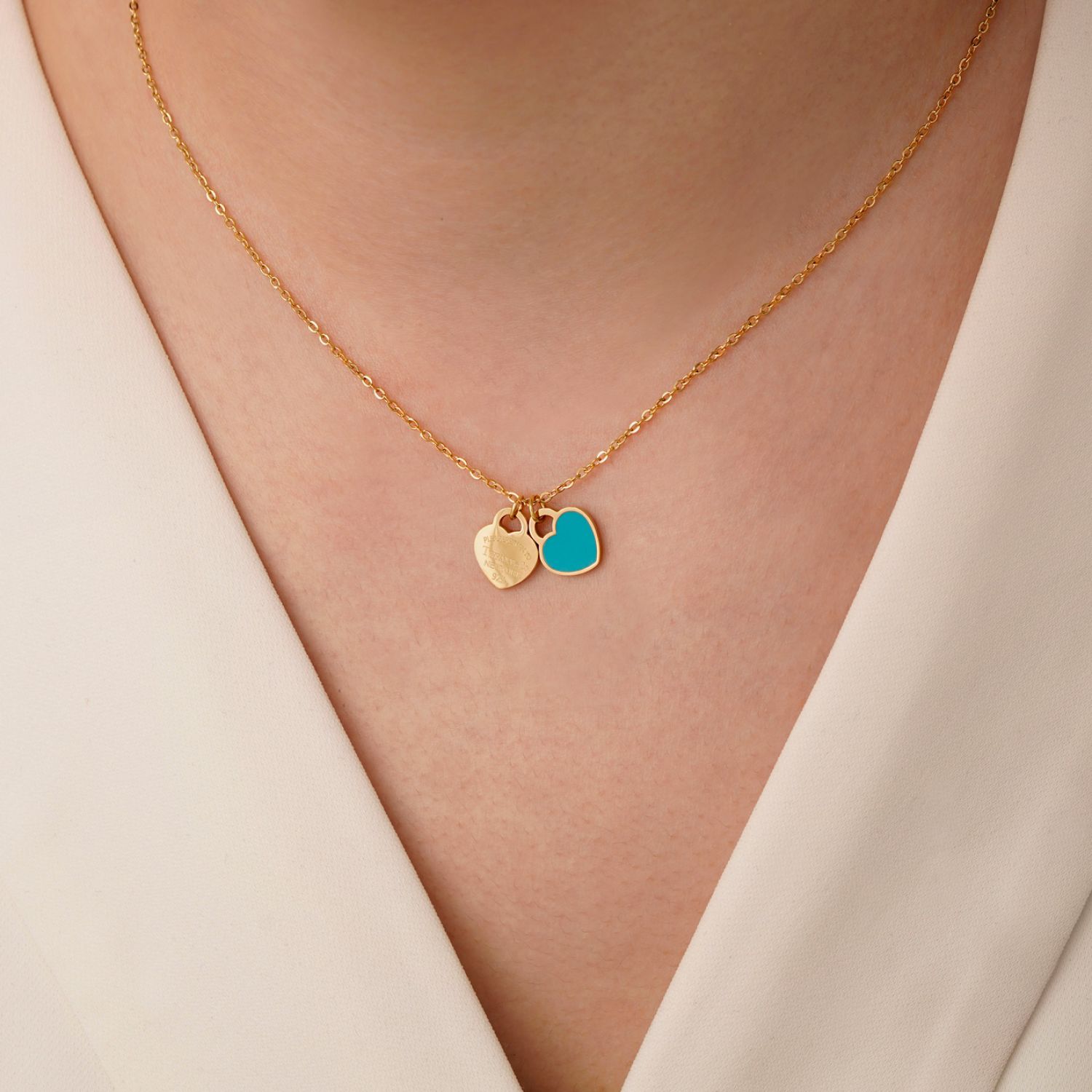 گردنبند استیل 304 پلاک دار تیفانی طلایی