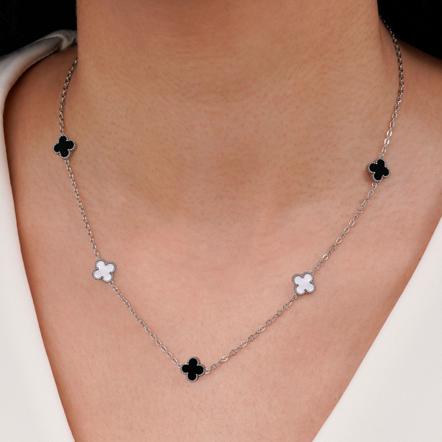 گردنبند ونکلیف مشکی،سفید استیل 304 نقره ای 9 میل
