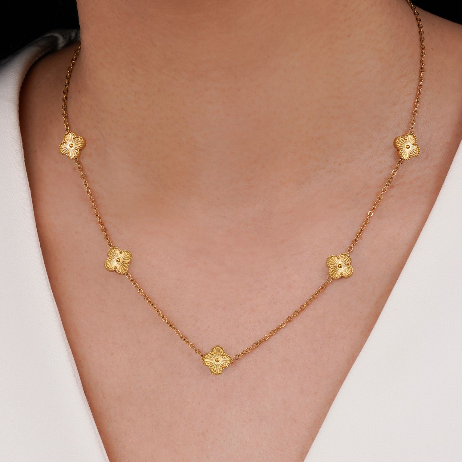 گردنبند ونکلیف استیل 304 طلایی 9میل 