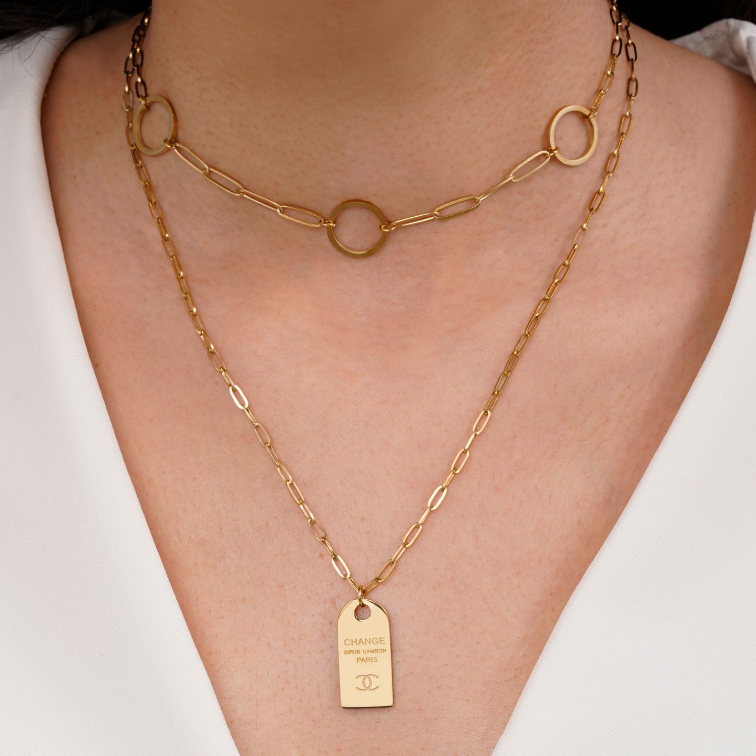 گردنبند شنل چند لاین استیل 304 طلایی  