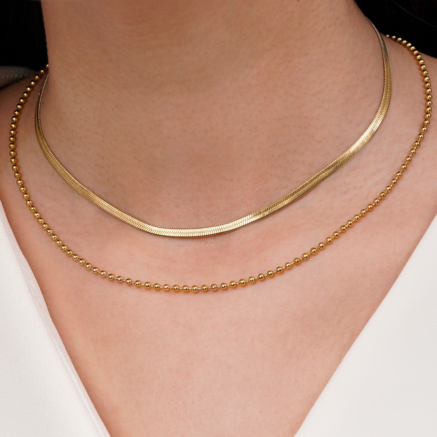 گردنبند چند لاین استیل 304 طلایی 