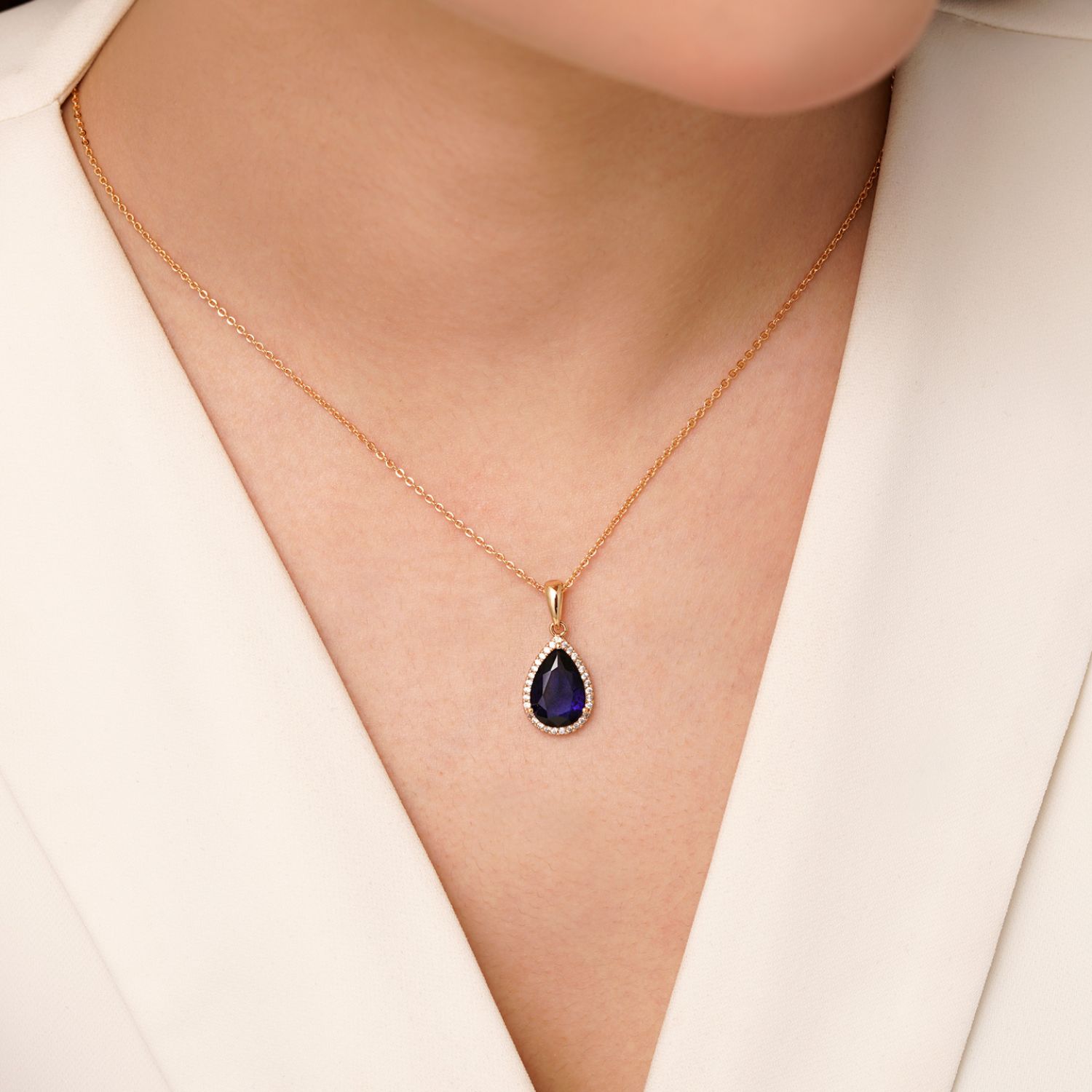 پلاک شوپینگ نگین سورمه ای طلایی