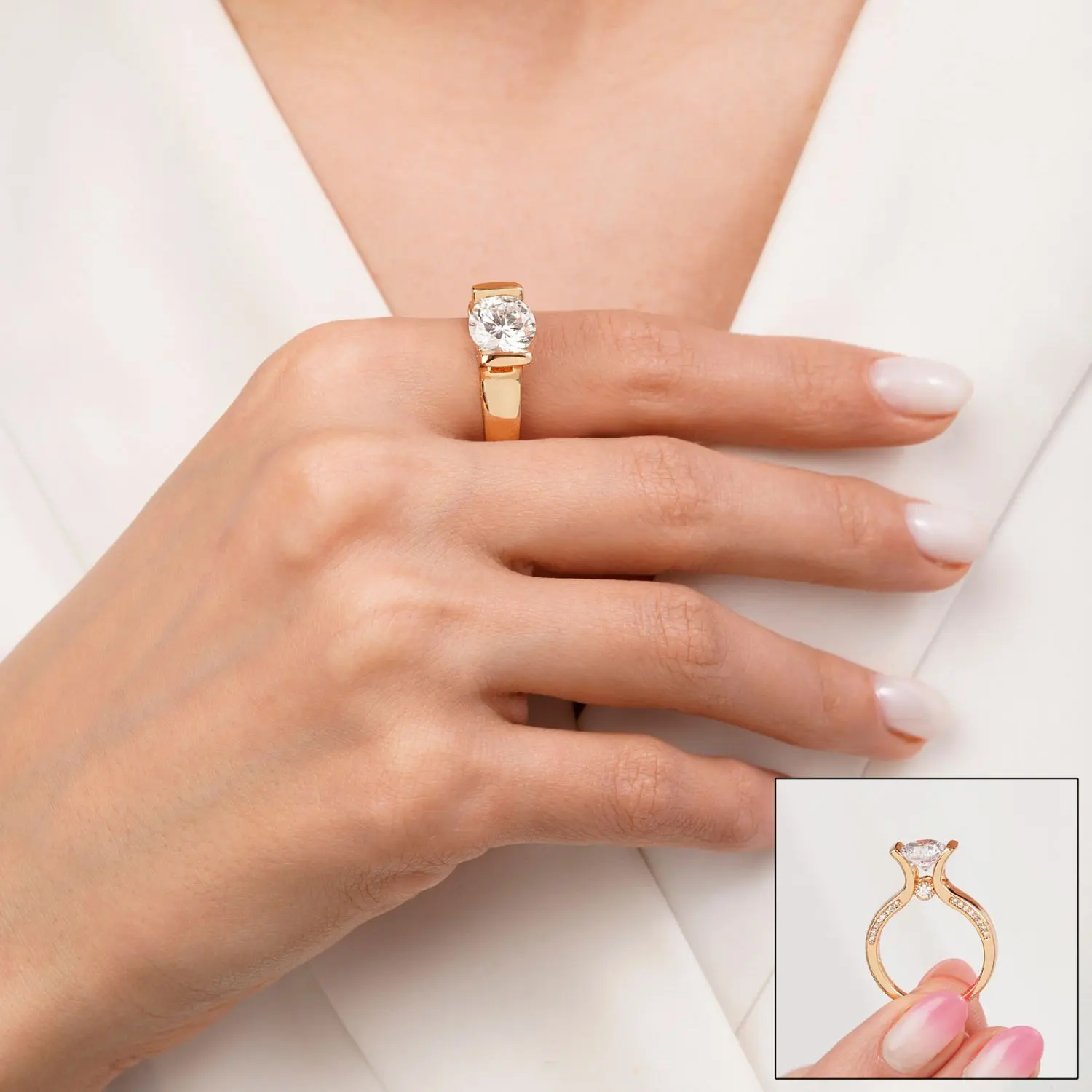 انگشتر نگین دار طلایی شوپینگ سایز 8