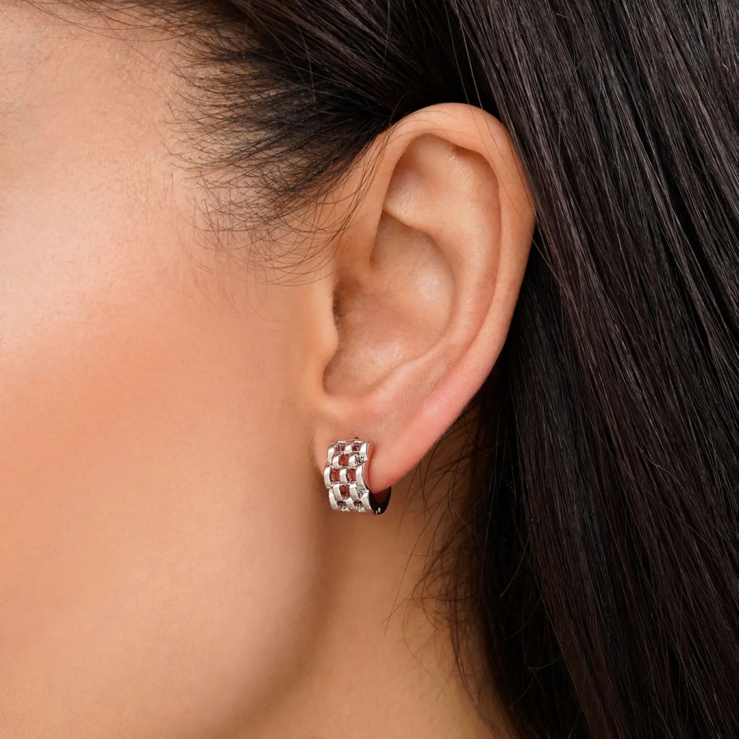 گوشواره حلقه ای نقره ای شوپینگ