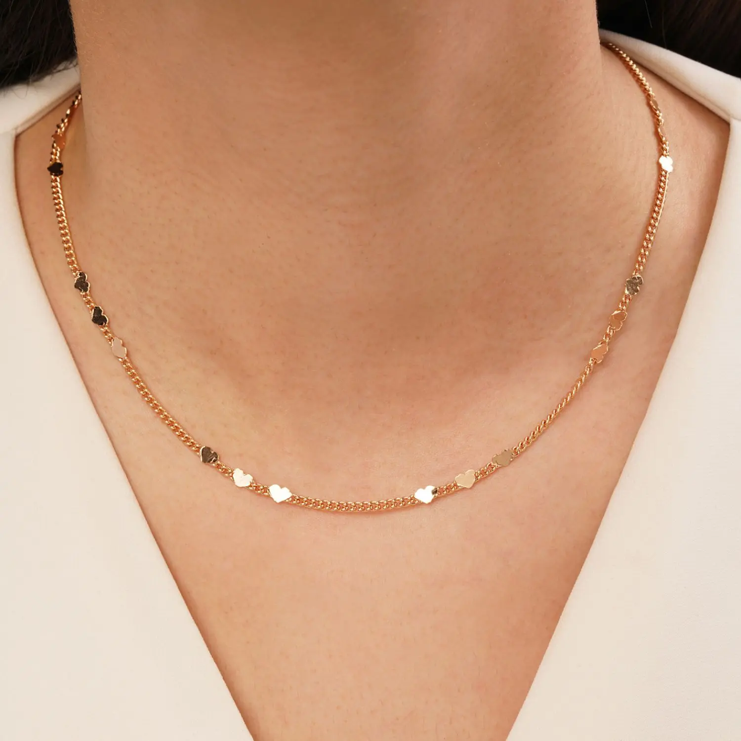 زنجیر کارتیر قلبی طلایی شوپینگ  