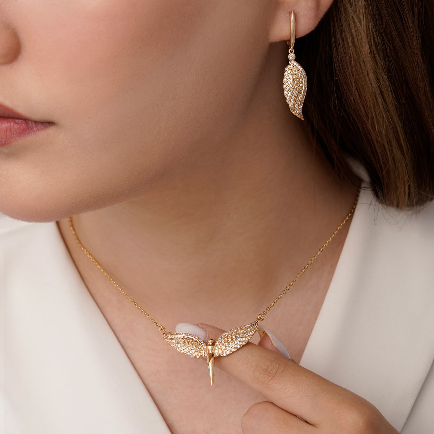 نیم ست شوپینگ فرشته پلاک دار طلایی