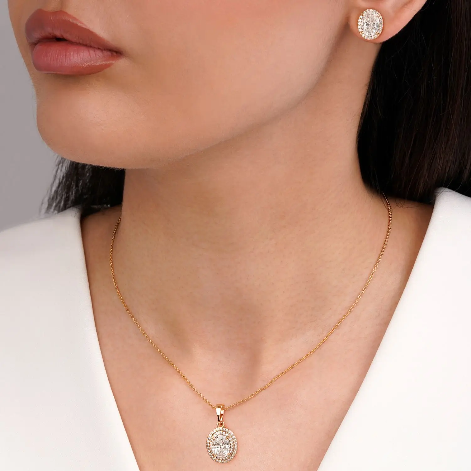 نیم ست نگین دار طلایی شوپینگ