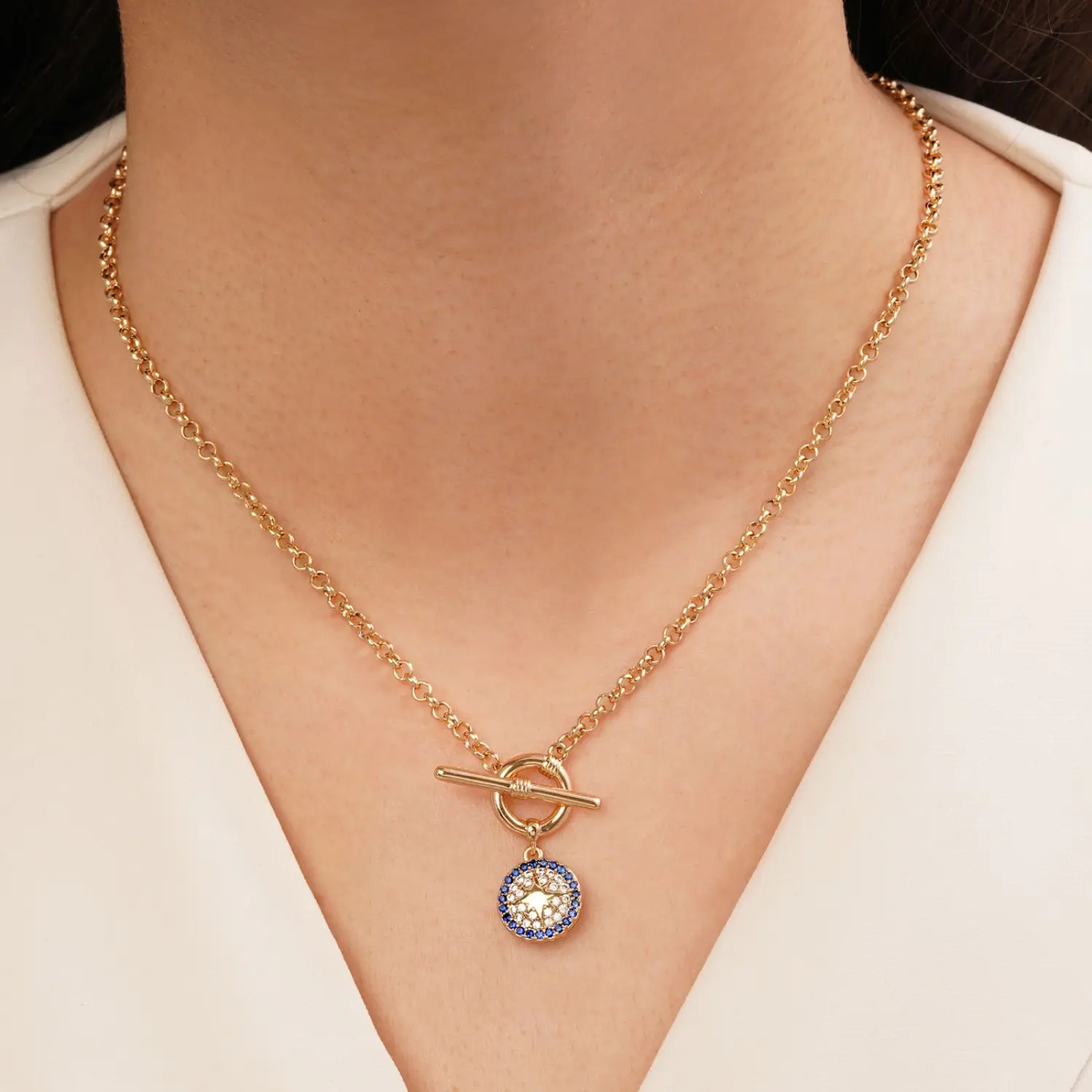 گردنبند نگین دار طلایی شوپینگ