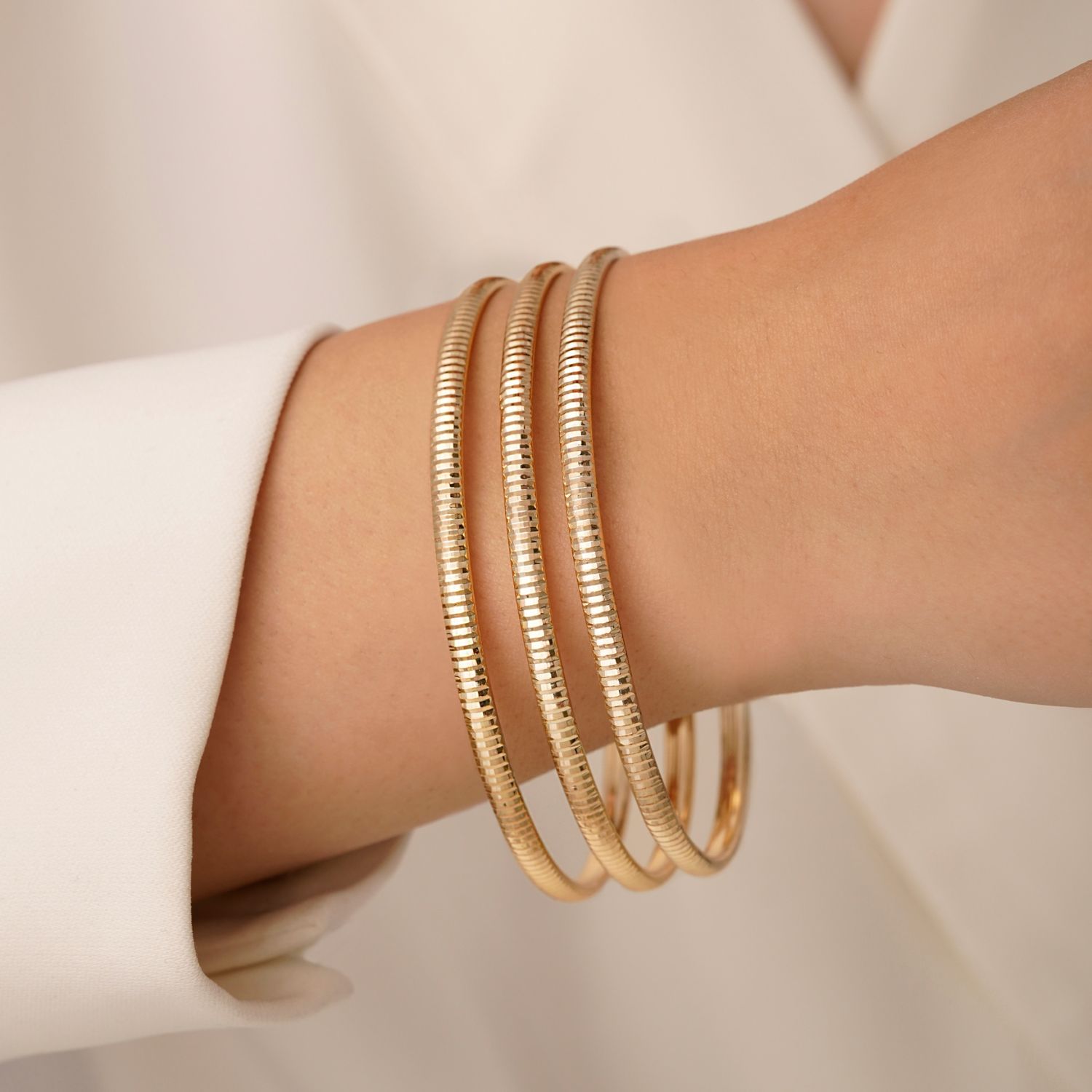 النگو 3 میل زنانه سایز 5 طلایی ضمانتی 304 (بسته3عددی)