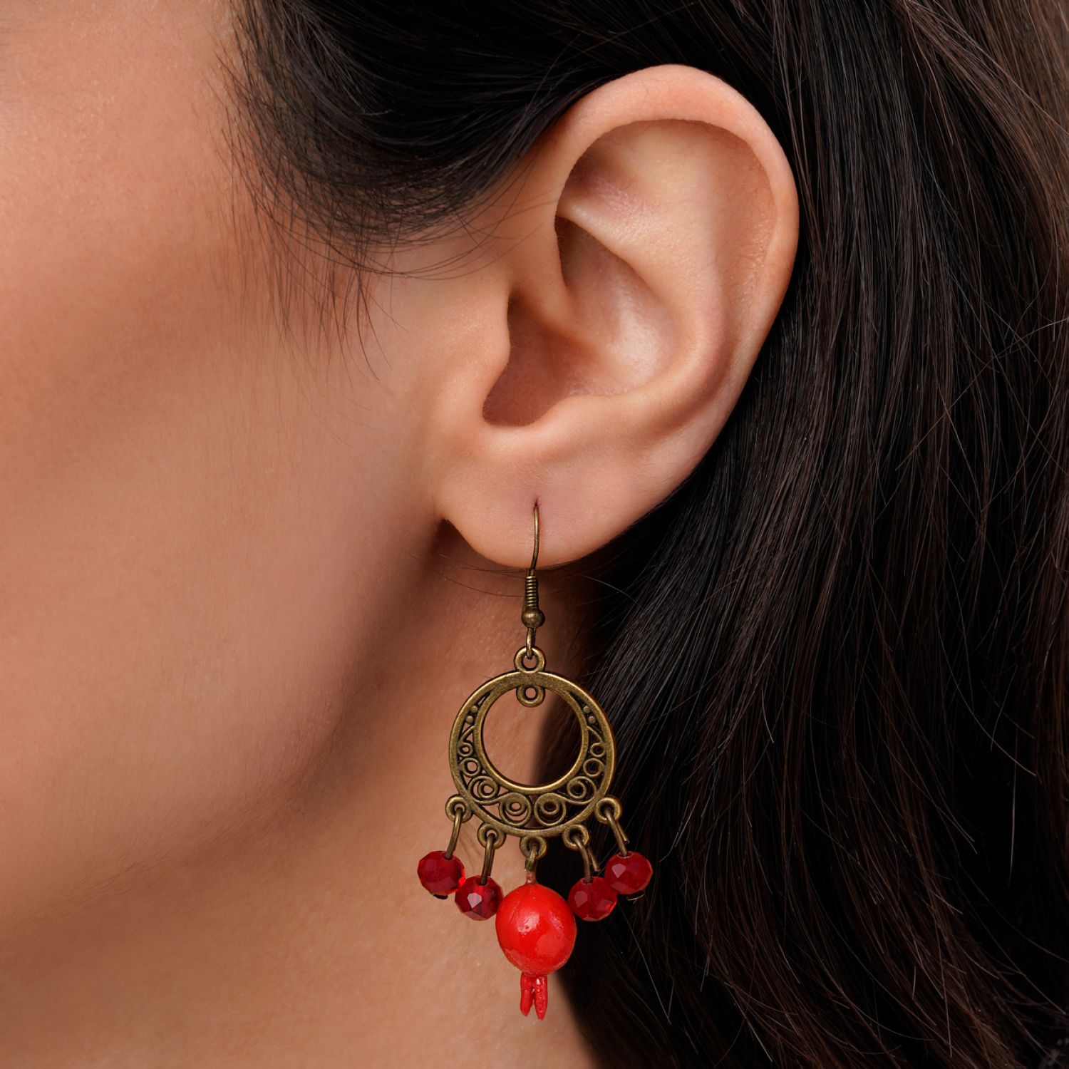 گوشواره برنزی یلدا انار آویز