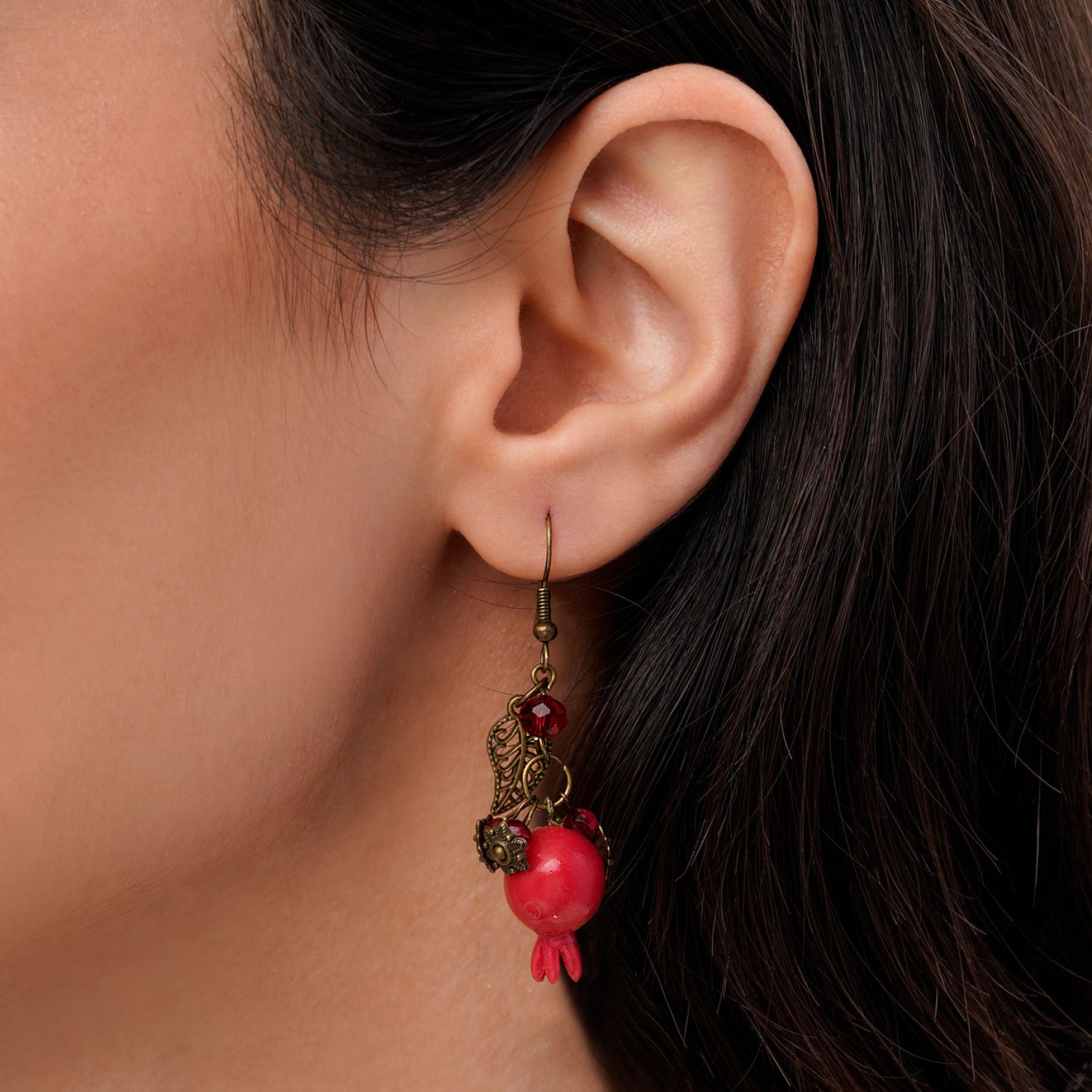 گوشواره برنزی انار خمیری یلدایی