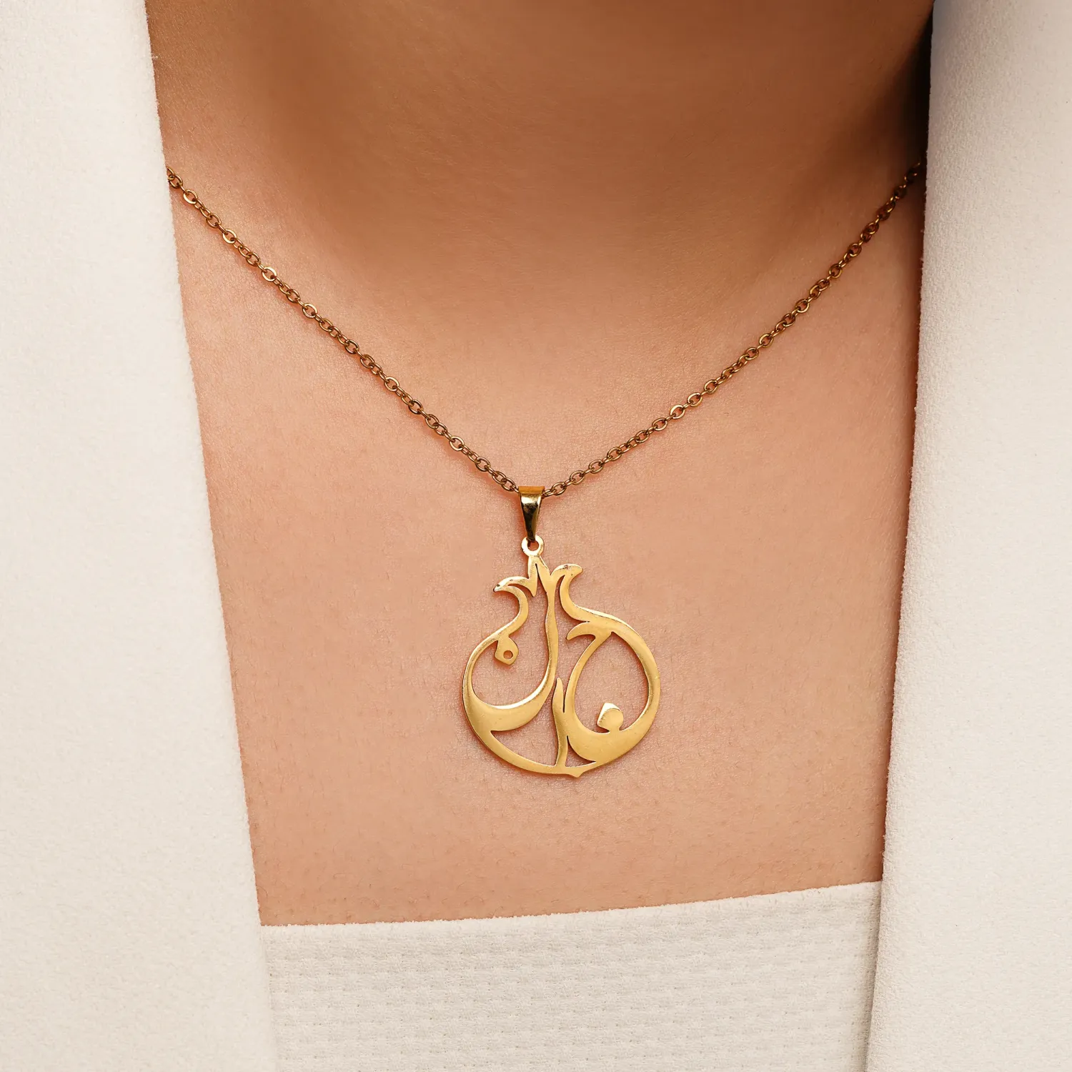 گردنبند انار آویز دار پلاک استیل