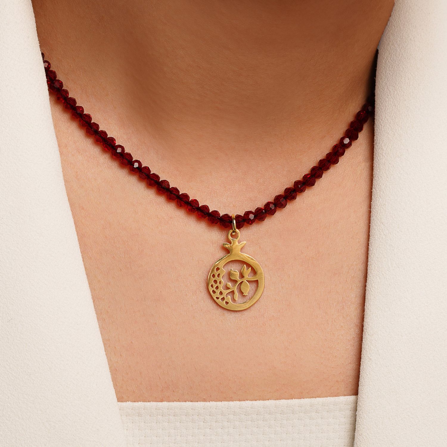 گردنبند کریستالی پلاک استیل یلدایی