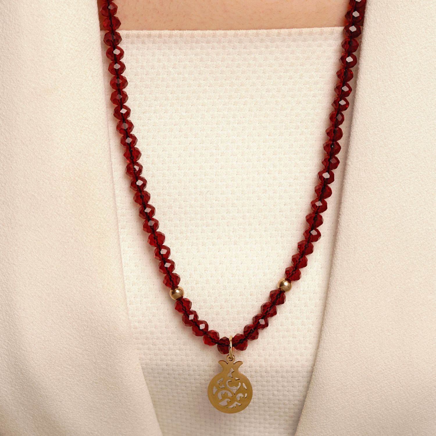 گردنبند انار کریستالی سایز 6,8