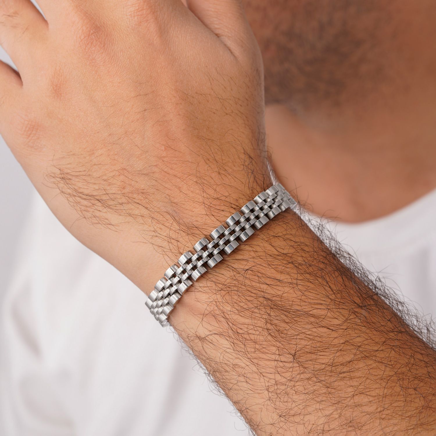 دستبند استیل ROLEX سایز 10 میل سفید