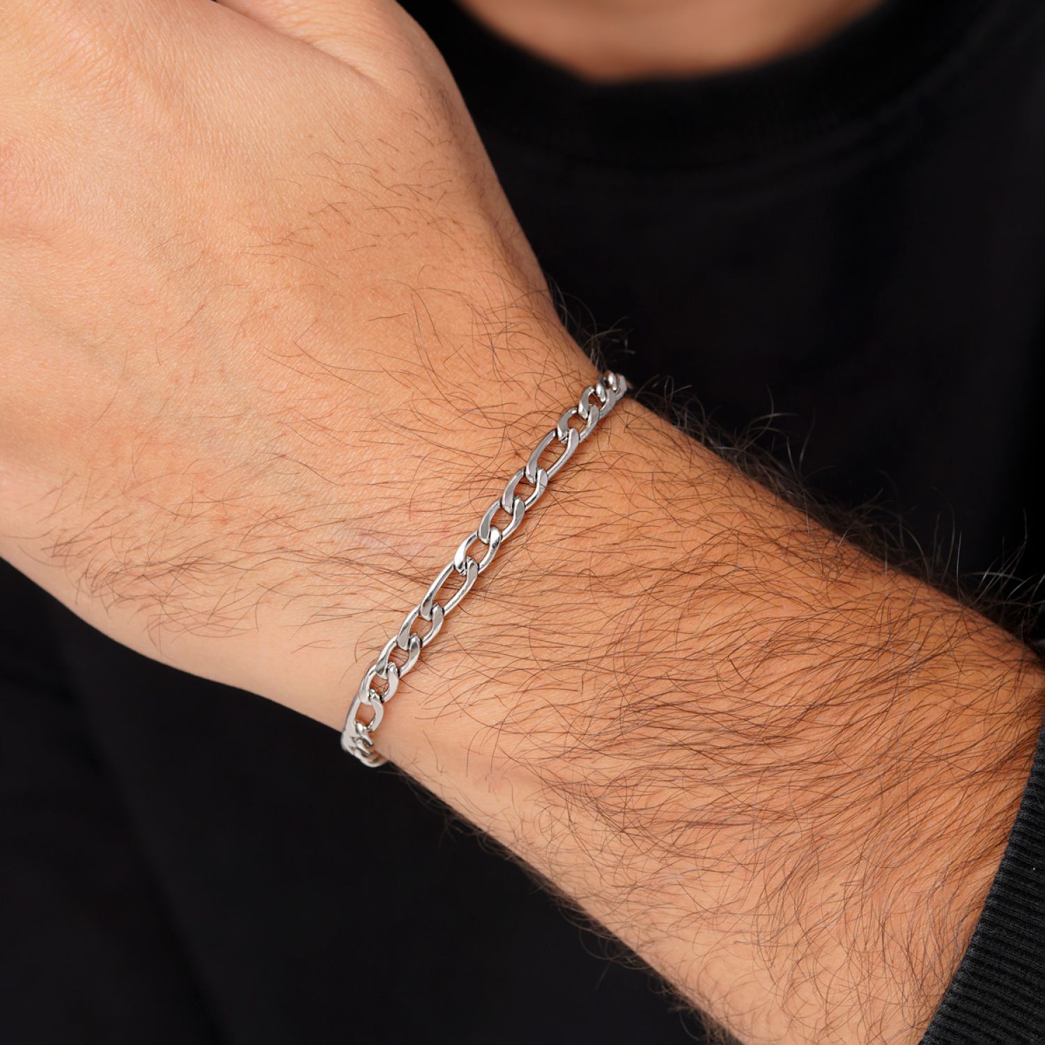 دستبند استیل 304 فیگارو 5 میل سفید