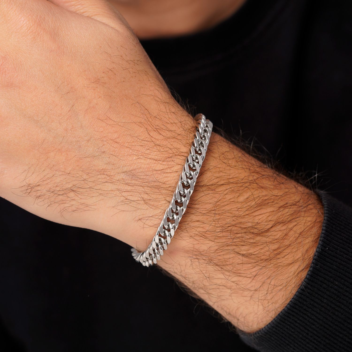 دستبند استیل 304 کارتیر 7.7 میل سفید