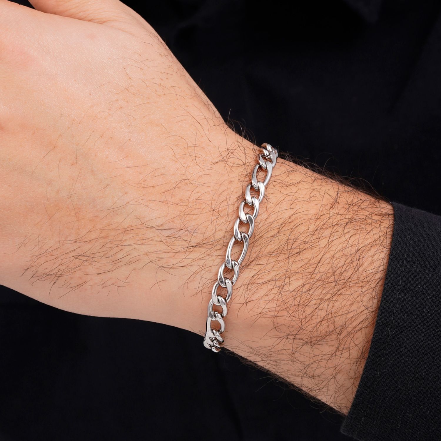 دستبند استیل 304 فیگارو 6.6 میل سفید