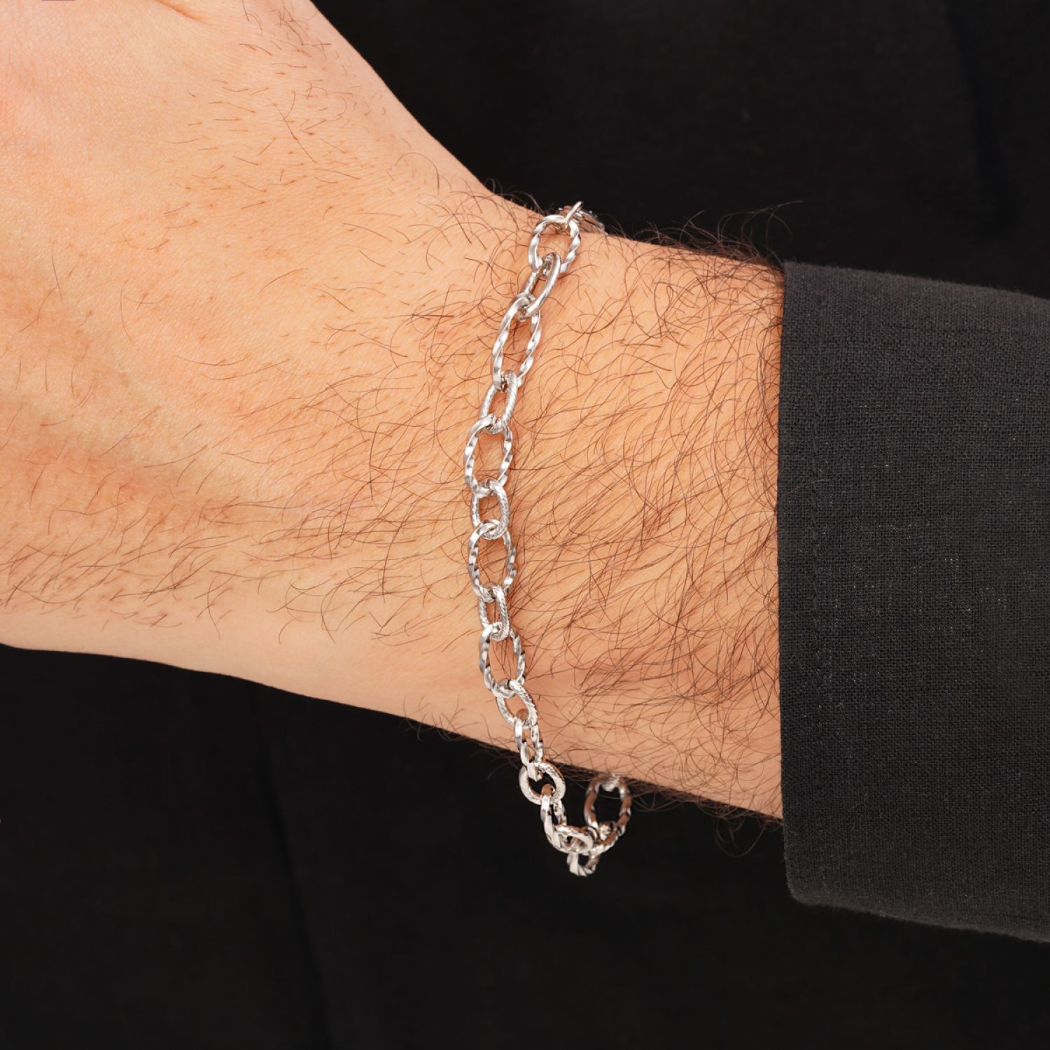 دستبند تراش رولو استیل 304 نقره ای 