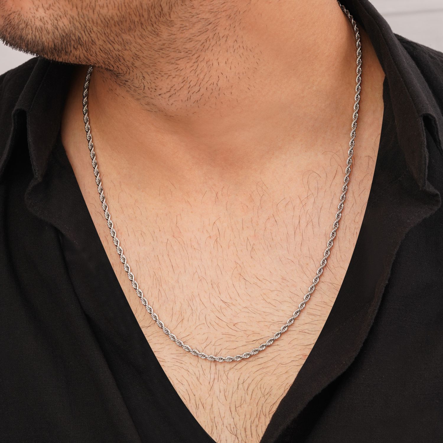 زنجیر طنابی استیل 304 نقره ای