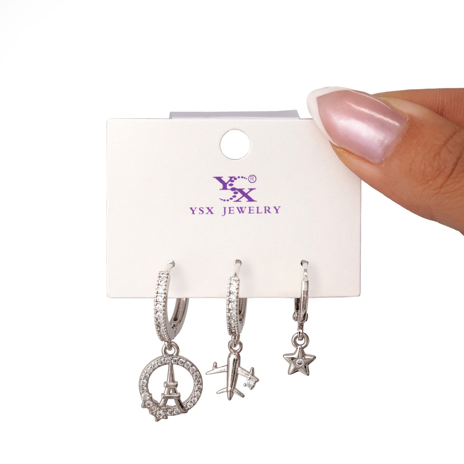 گوشواره Ysx سه عددی سفید