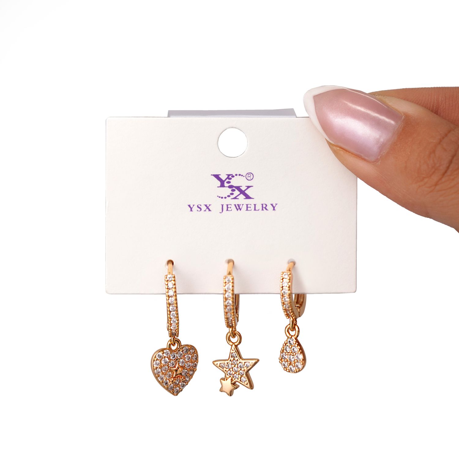 گوشواره Ysx سه عددی طلایی