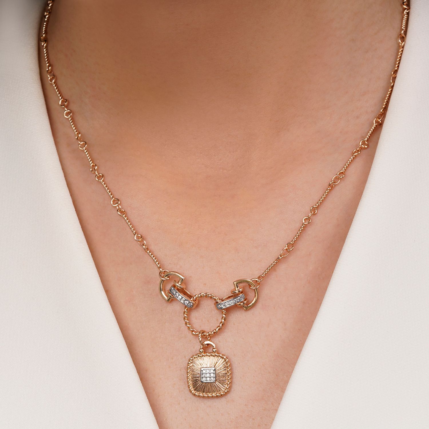 گردنبند YSX دیوید یورمن نگین دار طلایی 