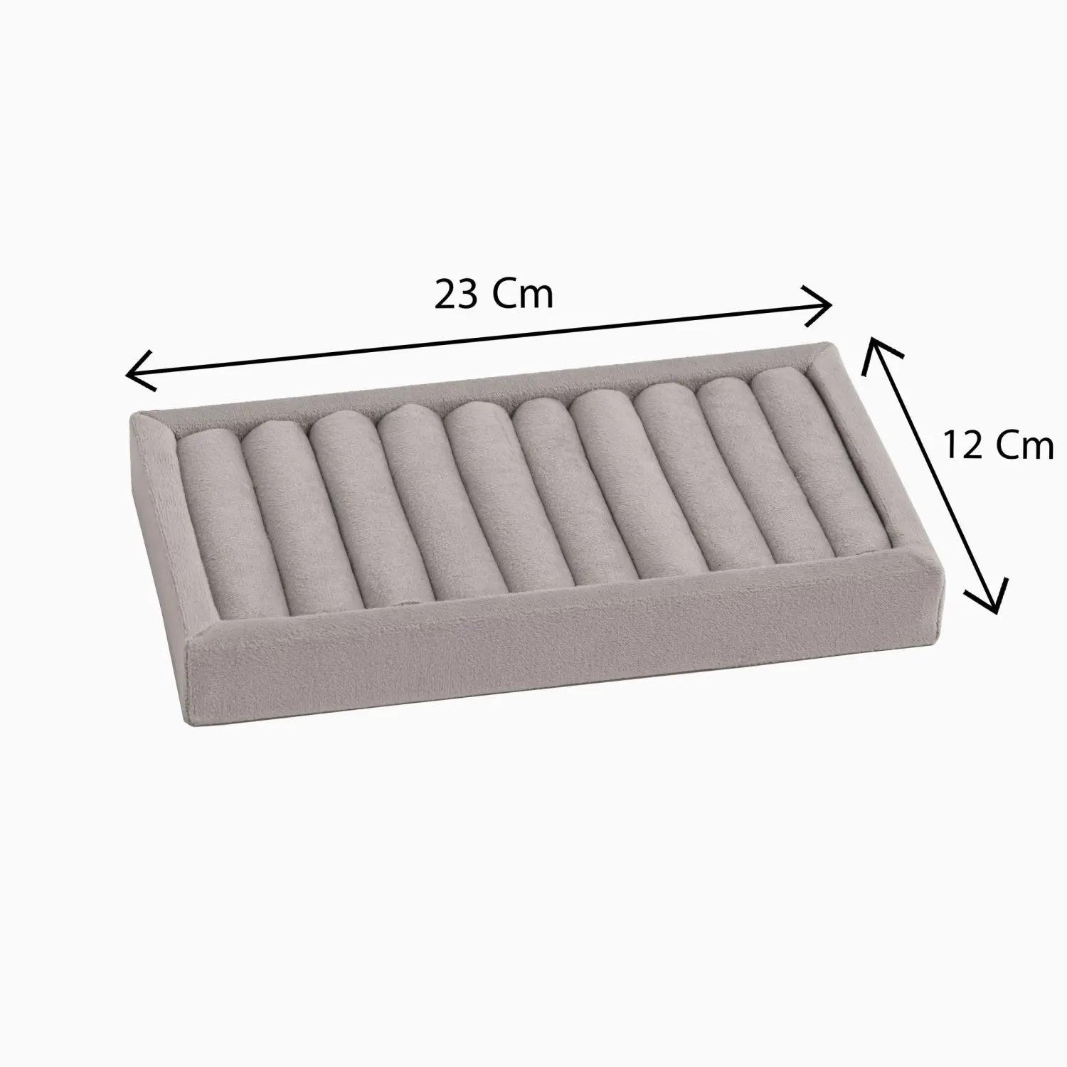 سینی بند انگشتی کوچک مخمل رنگ خاکستری