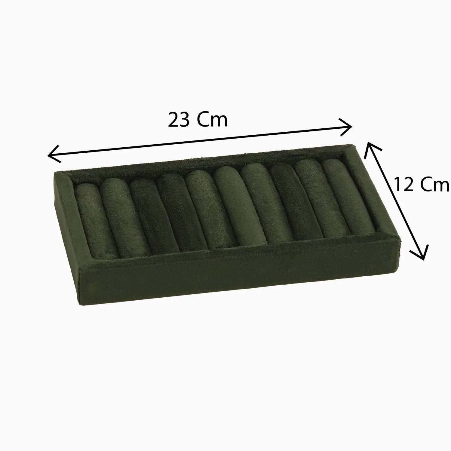 سینی بند انگشتی کوچک مخمل رنگ سبز پررنگ