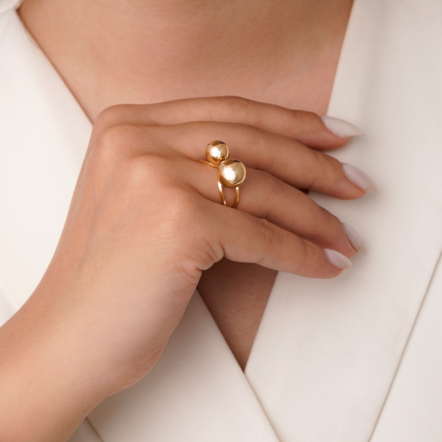 انگشتر شوپینگ توپی طلایی (پک 2 عددی)