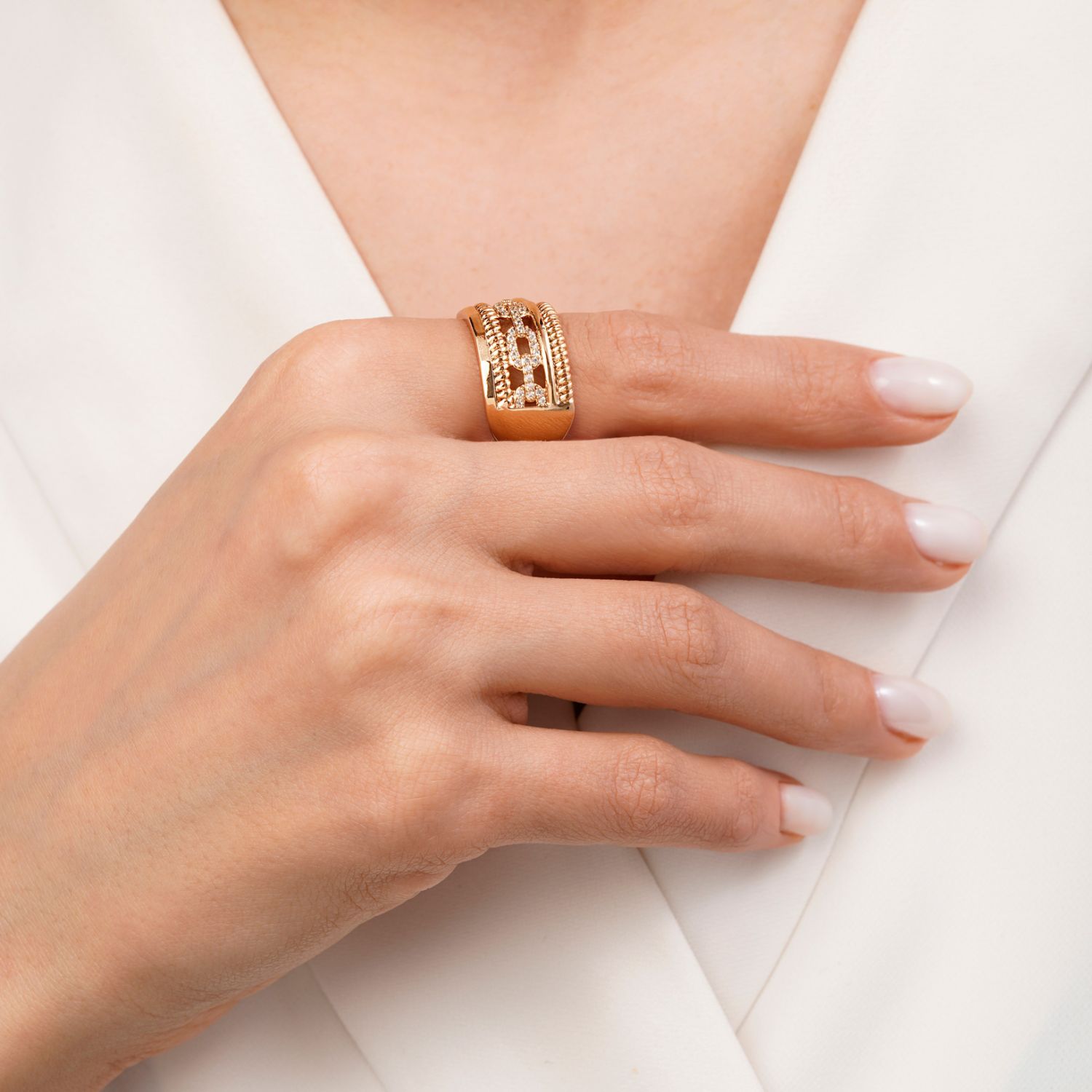 انگشتر پورتوفینو طلایی شوپینگ سایز 7