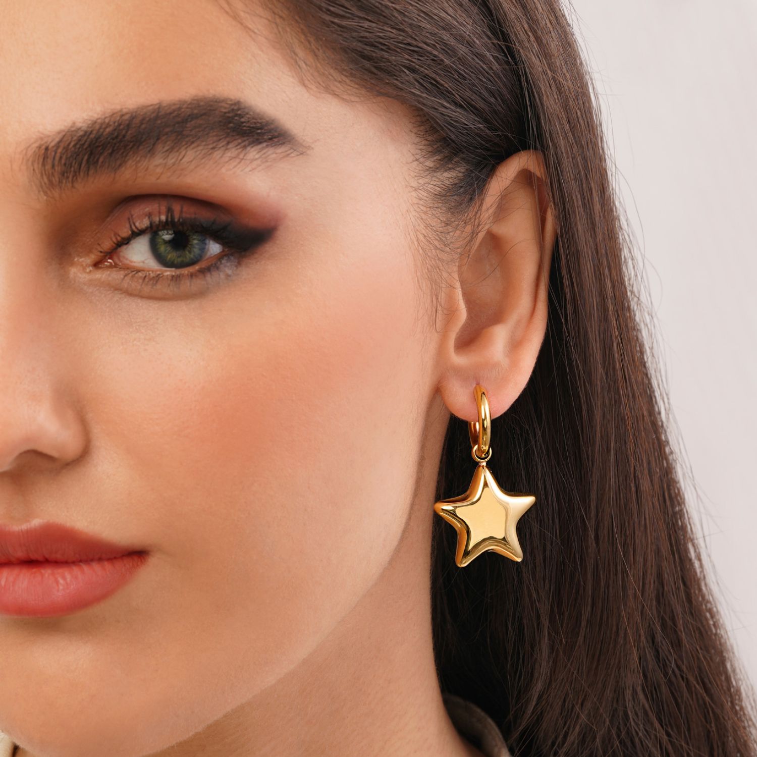 گوشواره استیل 316 آویزدار طلایی