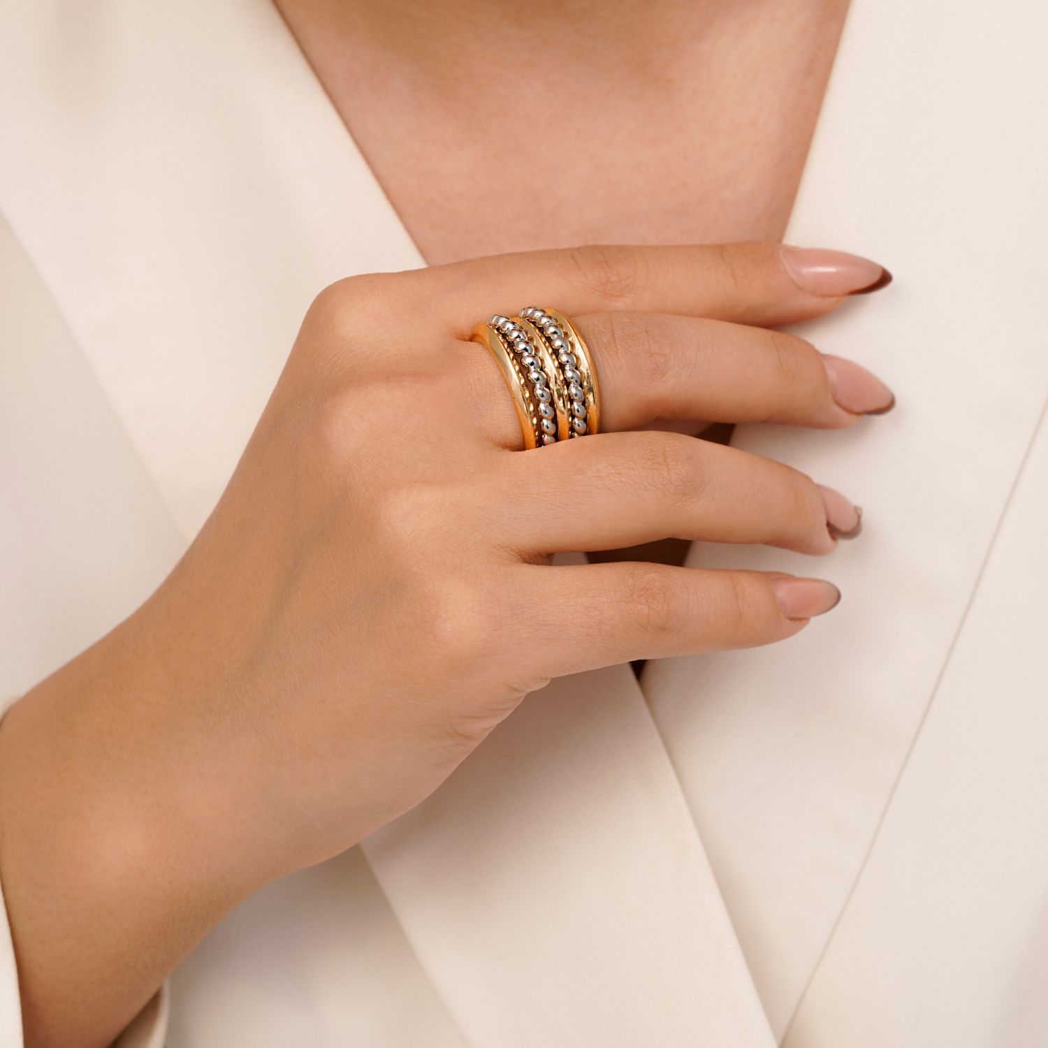 انگشتر YSX پورتوفینو چندلاین دورنگ (پک 3 عددی)