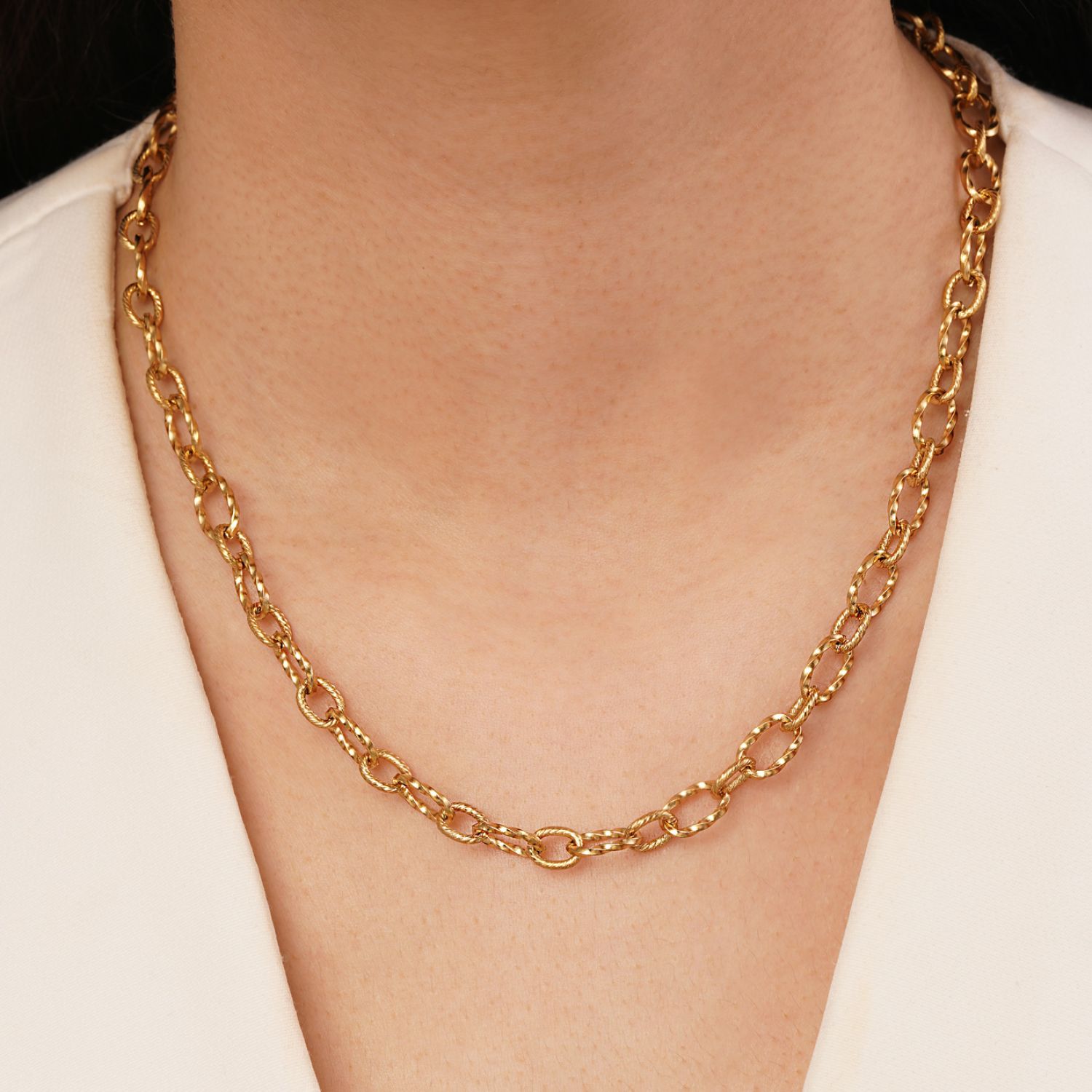 زنجیر استیل 304 رولو تراش طلایی