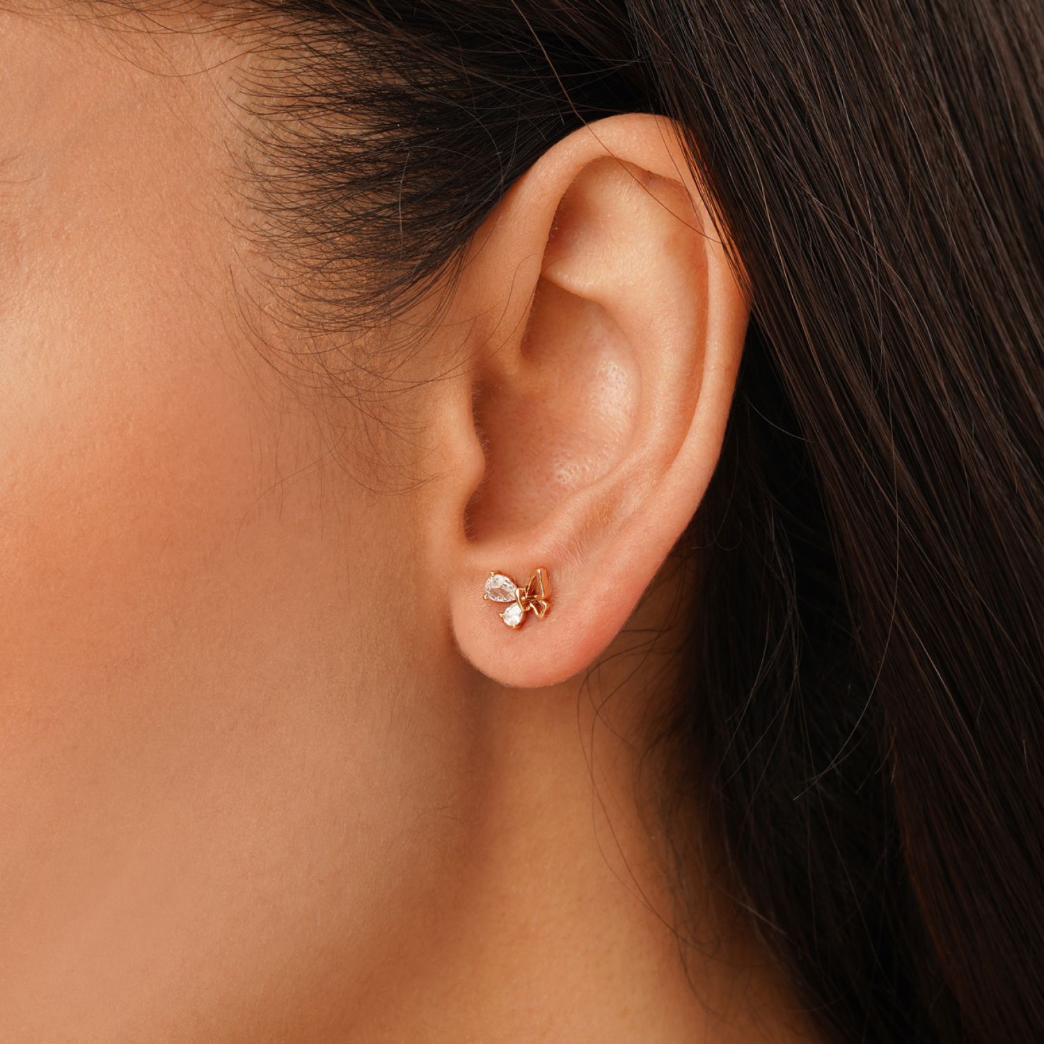 گوشواره شوپینگ میخی طلایی