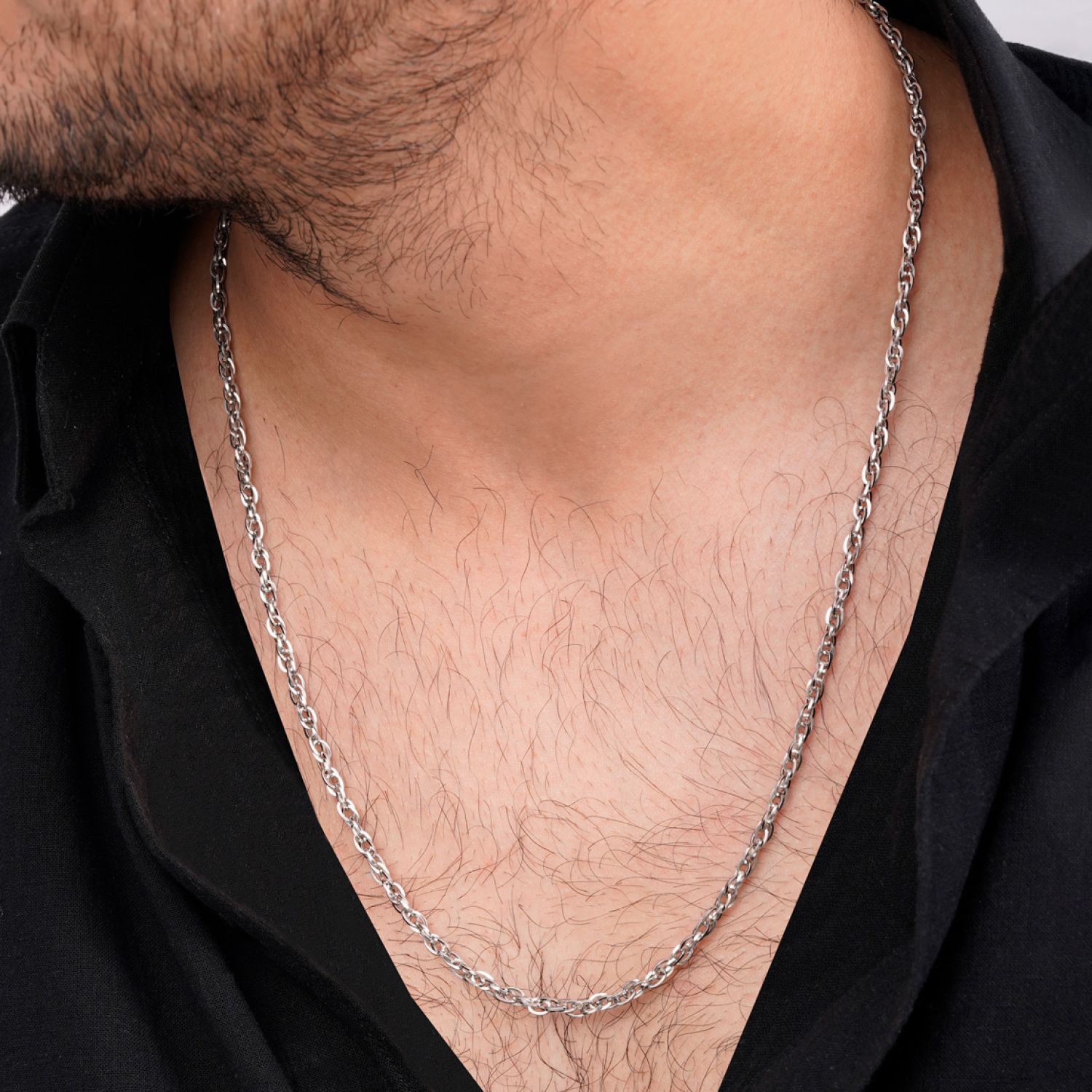 زنجیر استیل 304 بافت 3.4میل سفید