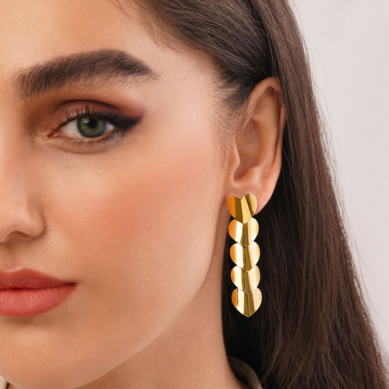 گوشواره استیل 316 آویزدار طلایی