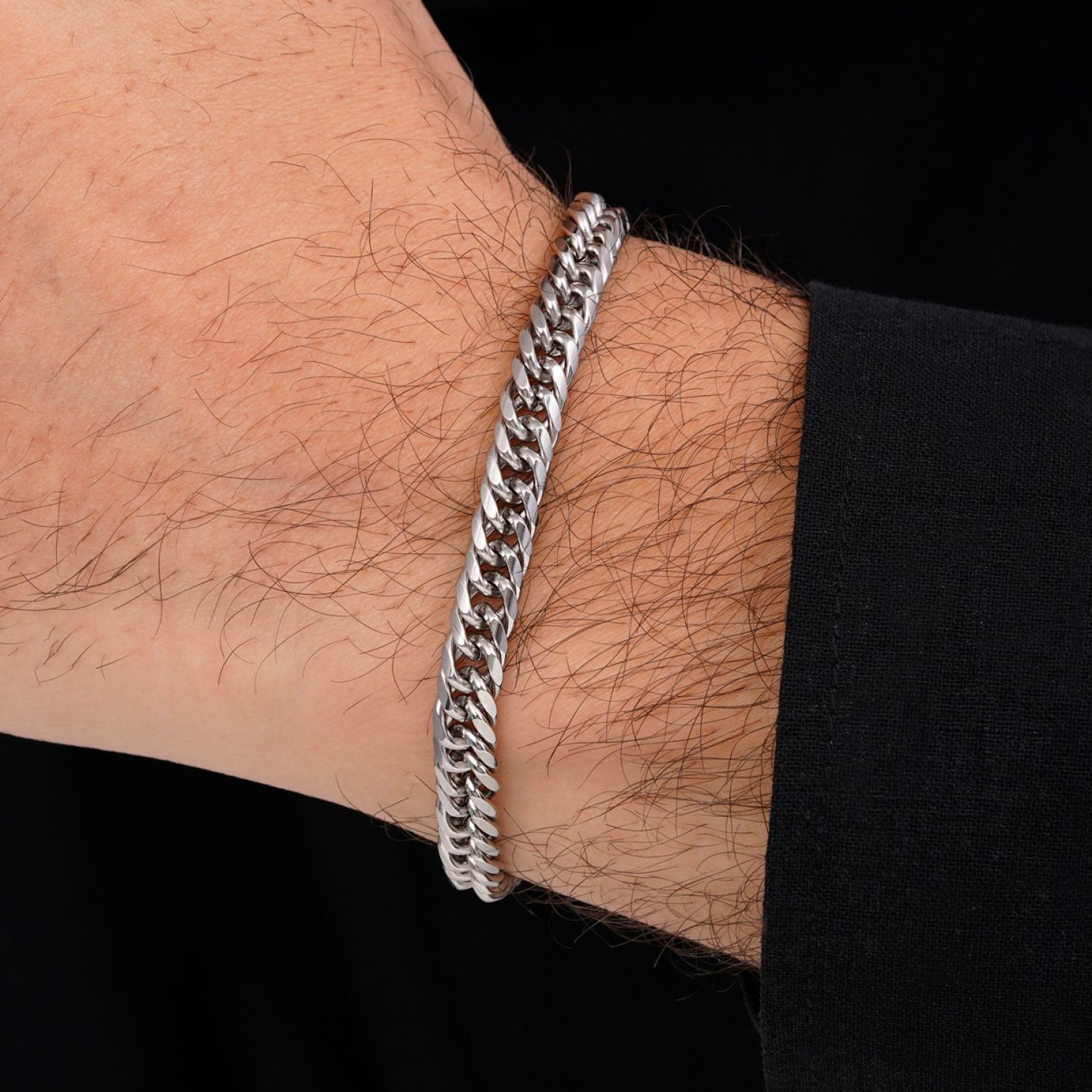 دستبند استیل 304 کارتیر 6.5 میل سفید