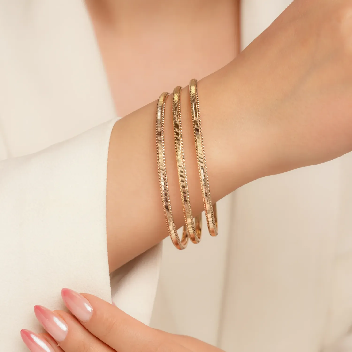 النگو 3 میل زنانه سایز 5 طلایی ضمانتی (بسته3عددی)