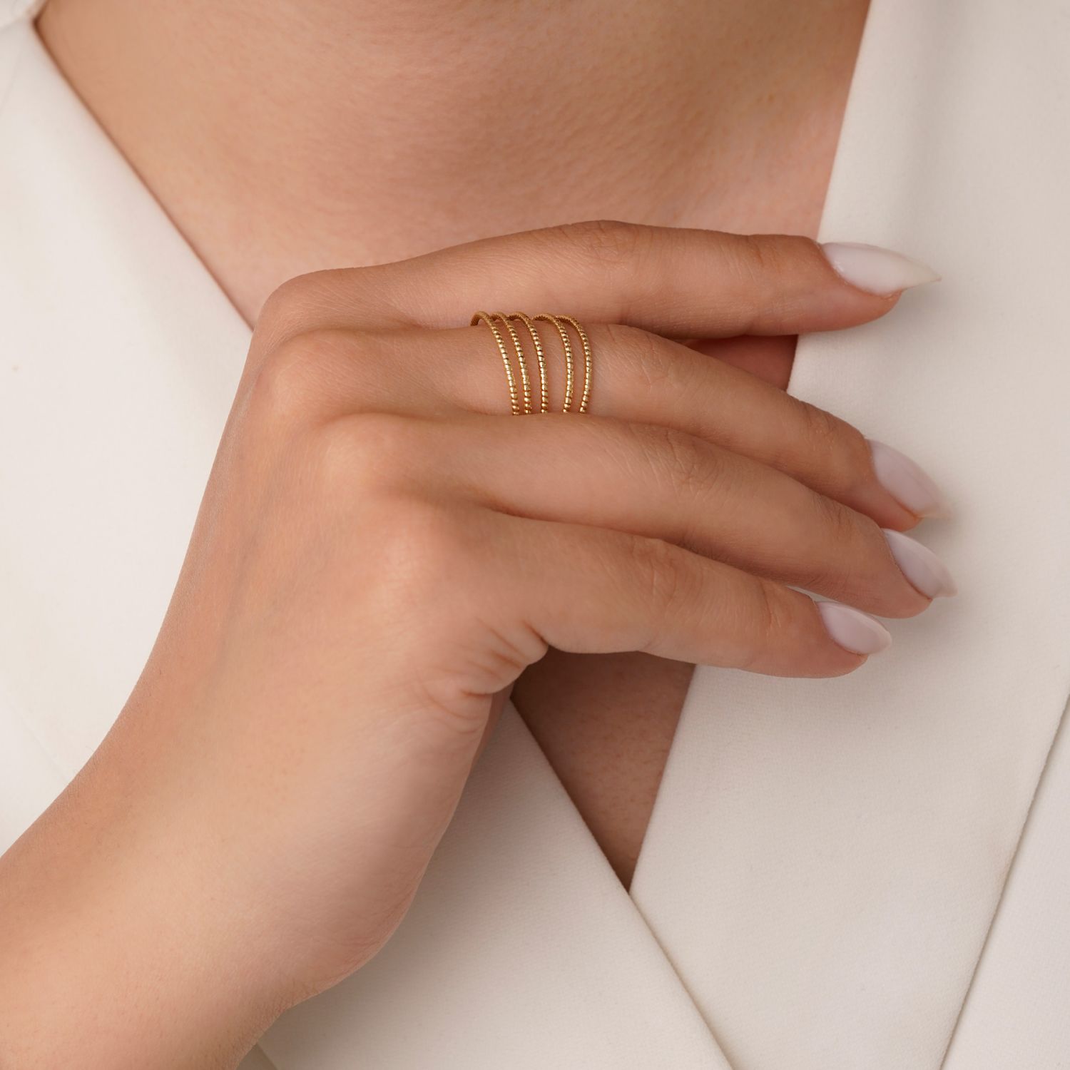 انگشتر شوپینگ چند لاین طلایی (پک 4 عددی)