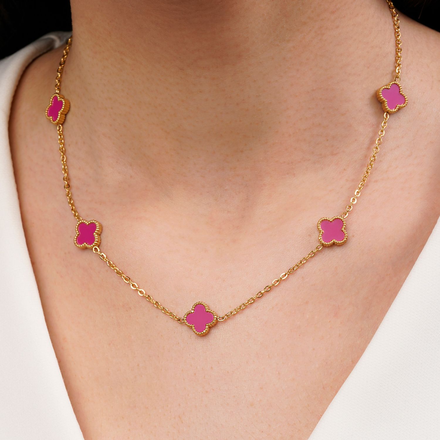 گردنبند استیل304 ونکلیف سرخابی 11میل طلایی