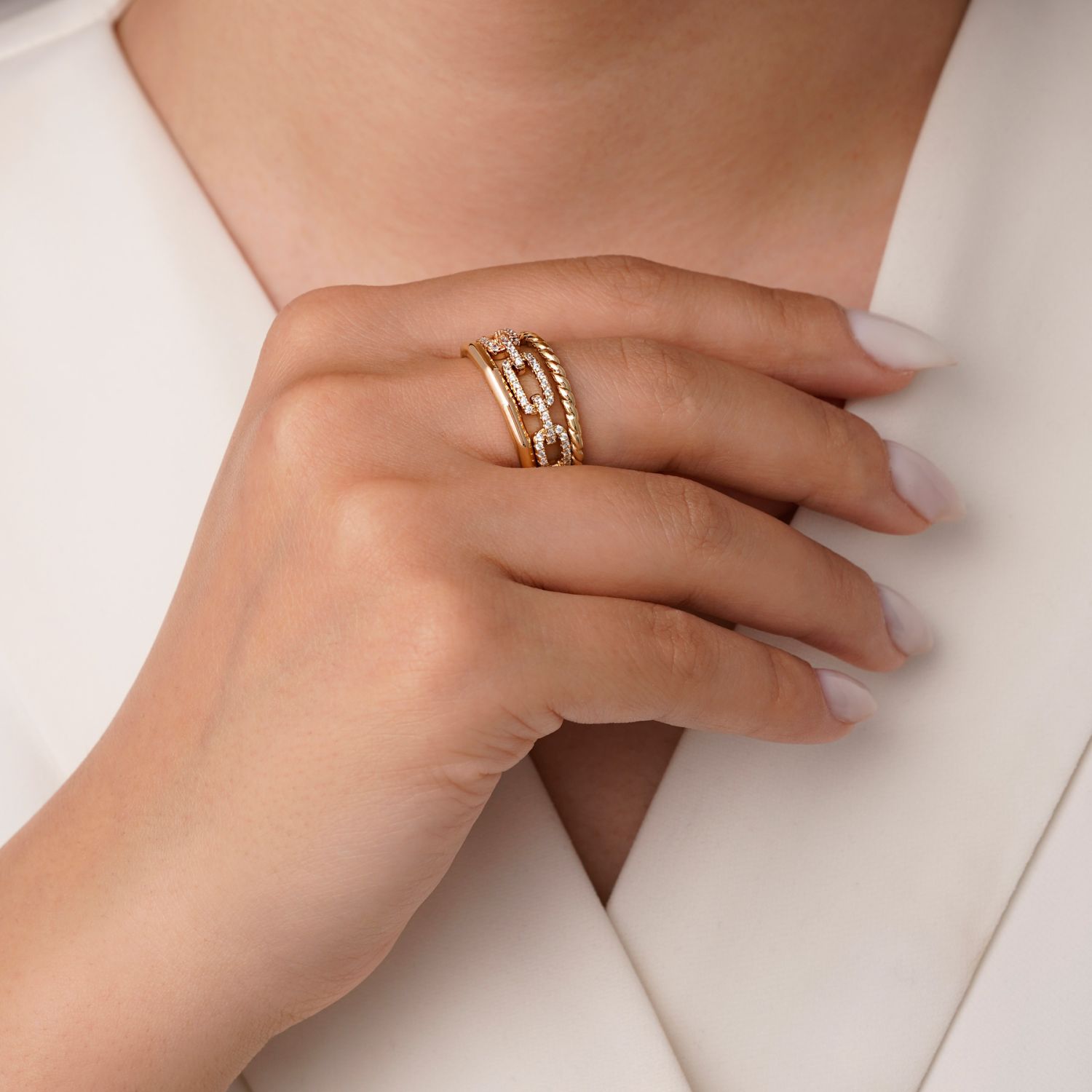 انگشتر شوپینگ پورتوفینو طلایی (پک 3 عددی)