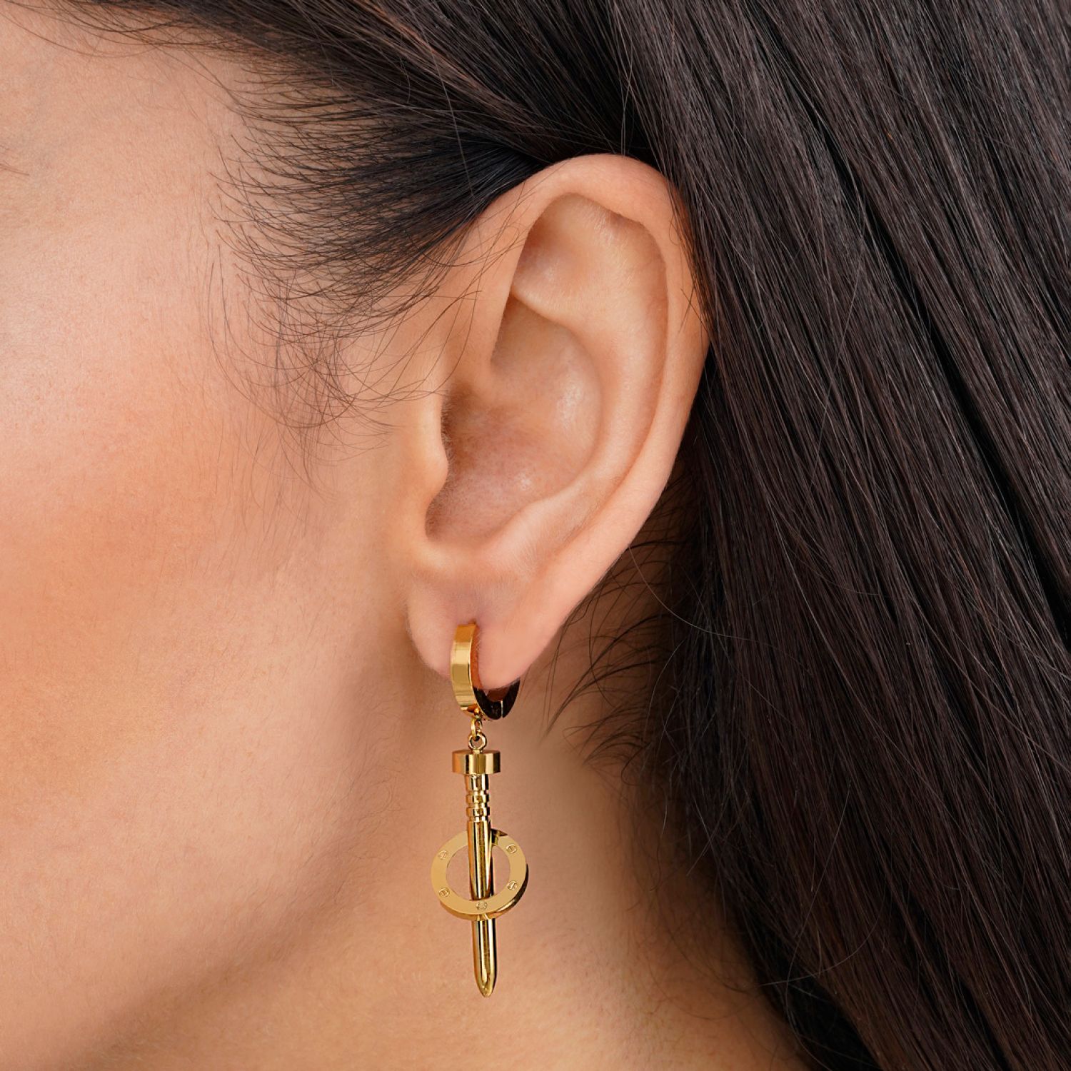 گوشواره استیل 304 های کوآلیتی کارتیر میخ طلایی