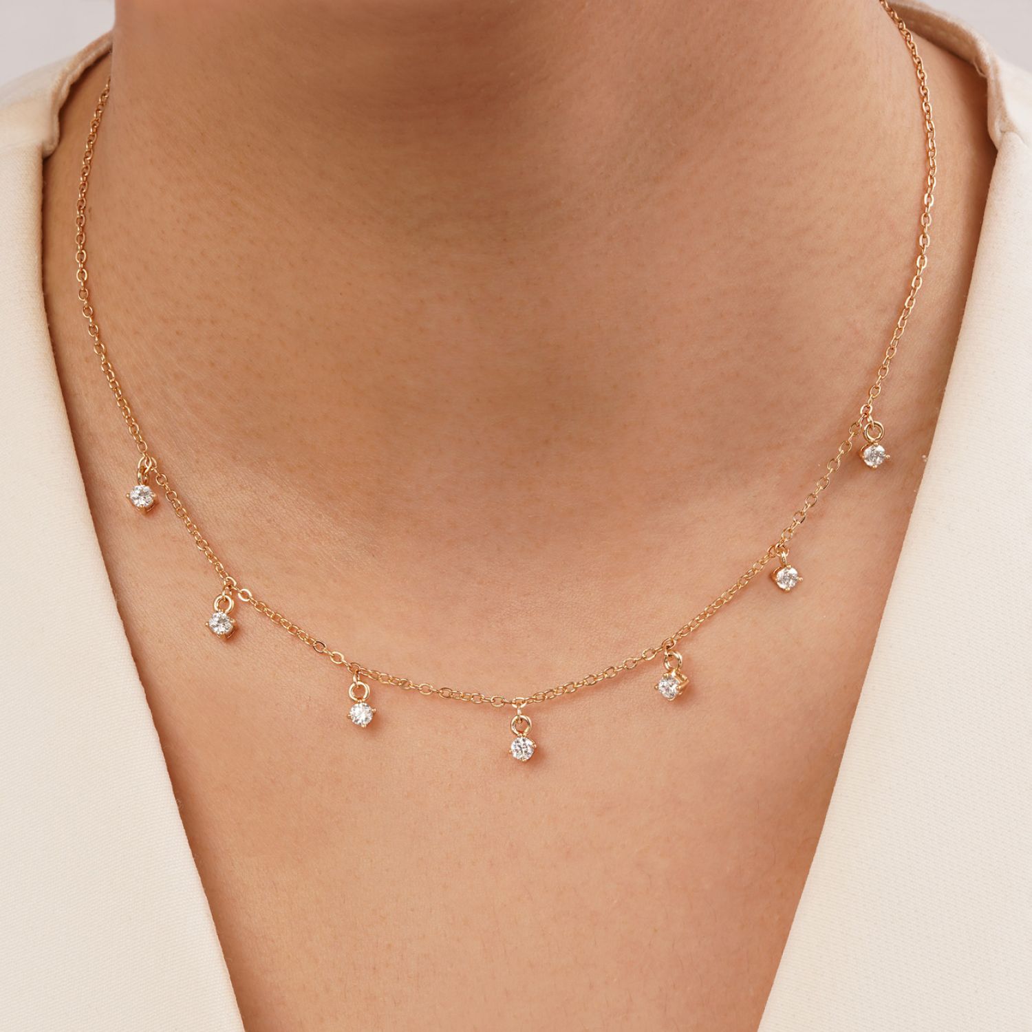 گردنبند شوپینگ نگین دار طلایی