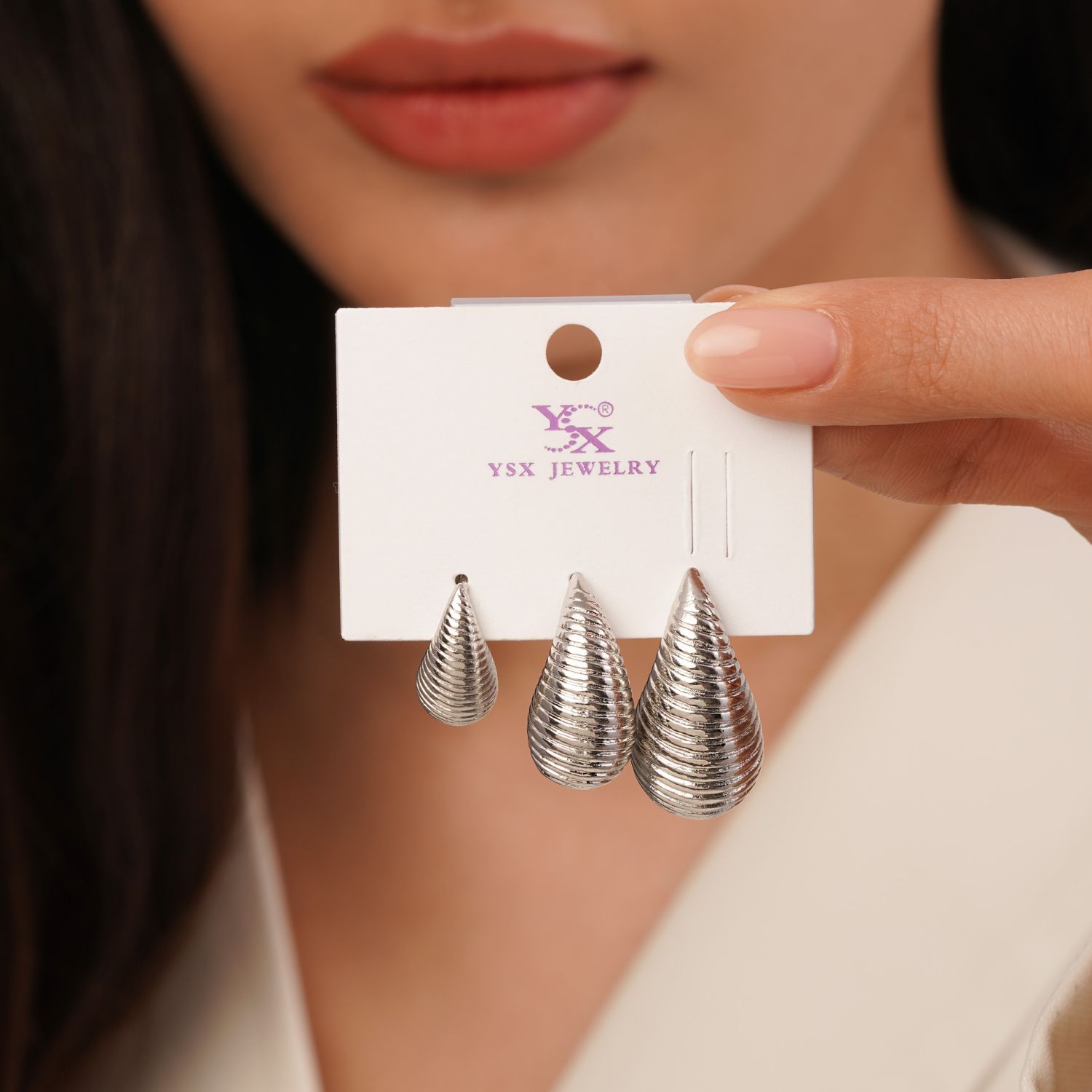 گوشواره Ysx سه عددی سفید