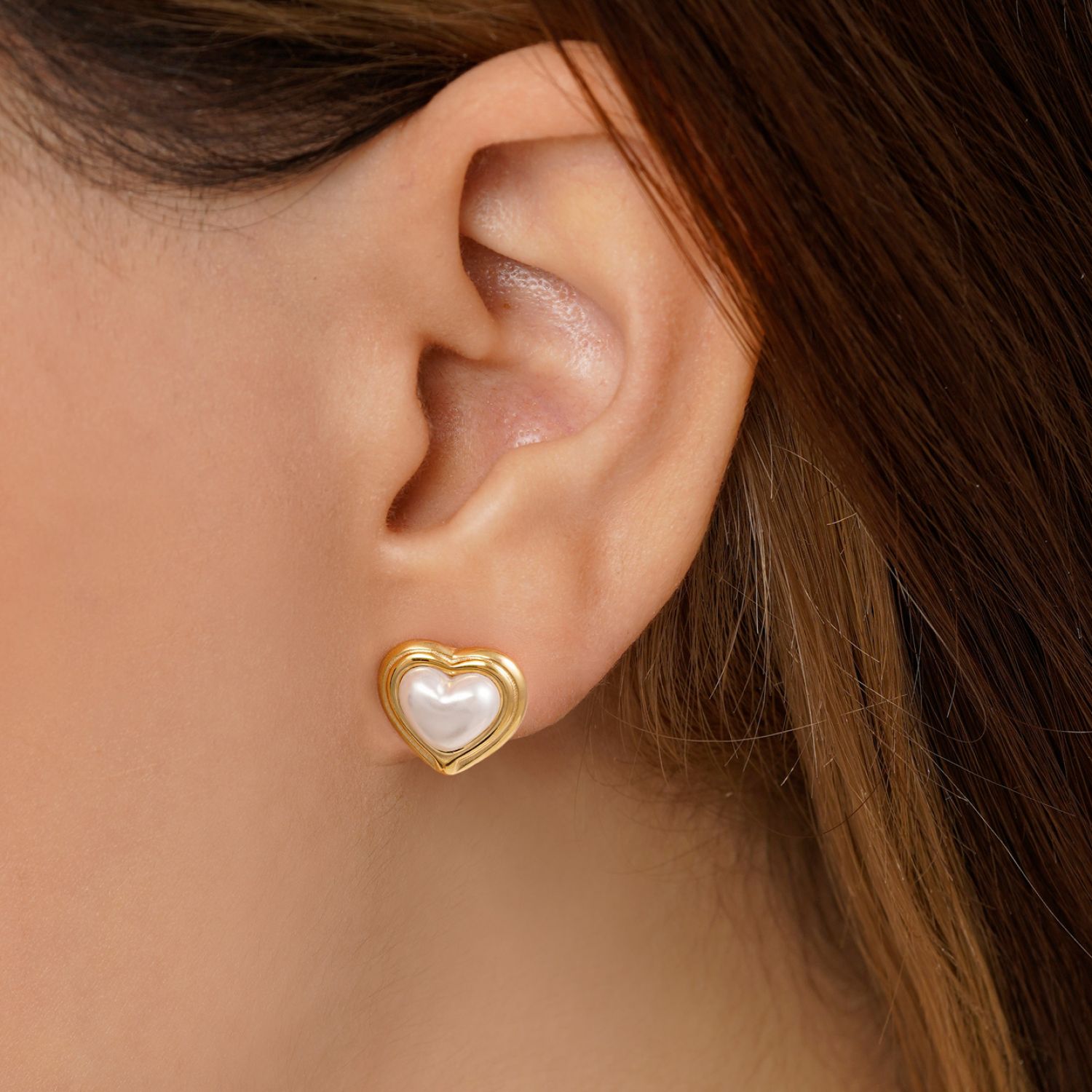 گوشواره استیل 316 مرواریدی طلایی